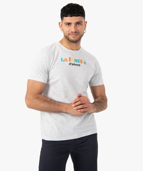 Tee-shirt homme à manches courtes message famille vue2 - GEMO (HOMME) - GEMO