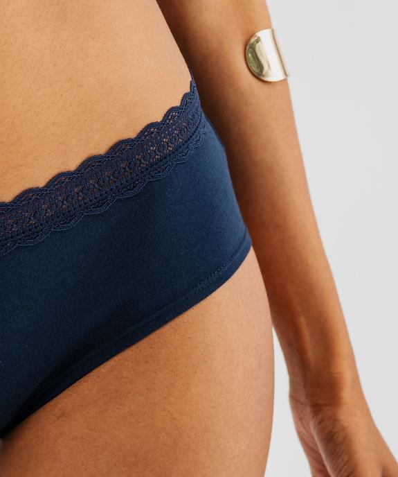 Shorty uni en coton stretch avec ceinture en dentelle femme (lot de 2) vue5 - GEMO 4G FEMME - GEMO