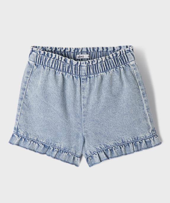Short en jean à volants avec taille ajustable fille vue2 - GEMO (ENFANT) - GEMO