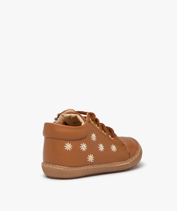 Bottillons premiers pas bébé fille dessus cuir à fleurs – NA! vue4 - NA! - GEMO