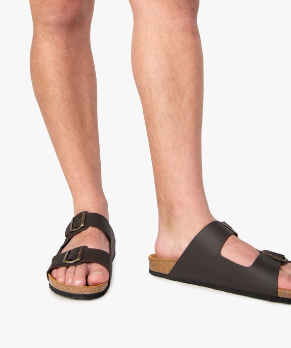 Mules homme dessus cuir larges brides à boucle vue1 - GEMO (CASUAL) - GEMO