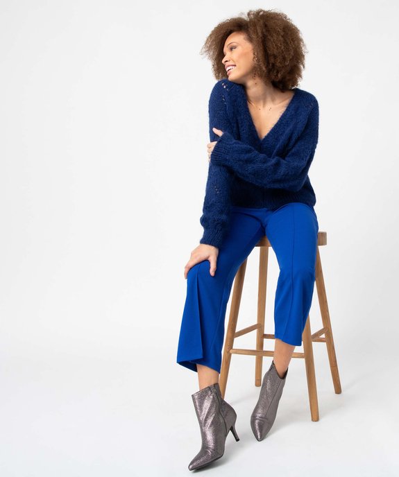 Gilet femme en maille fantaisie ajourée vue6 - GEMO(FEMME PAP) - GEMO