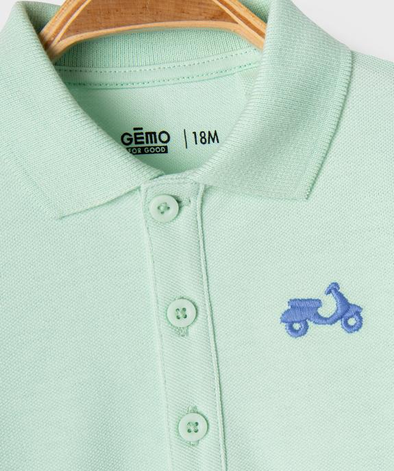 Polo manches courtes en maille piquée à motif bébé garçon vue2 - GEMO 4G BEBE - GEMO