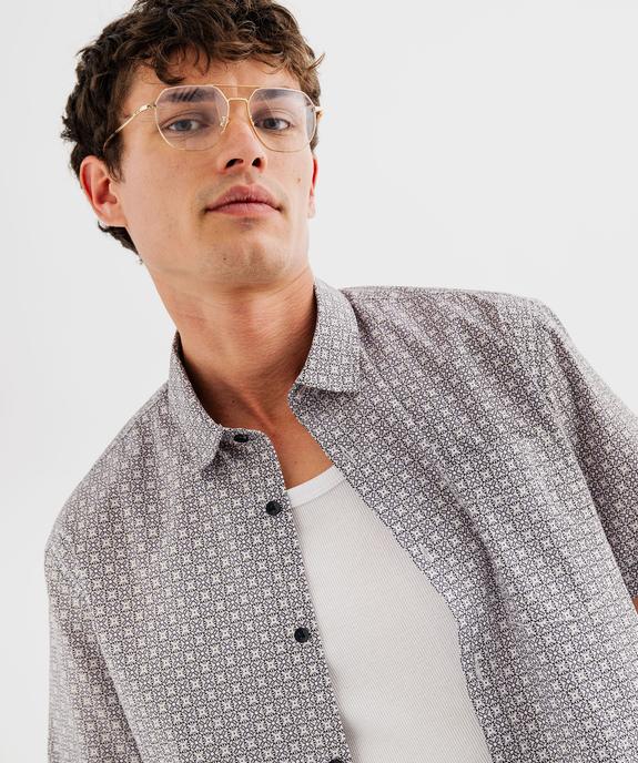 Chemise manches courtes en coton fleuri homme vue2 - GEMO 4G HOMME - GEMO