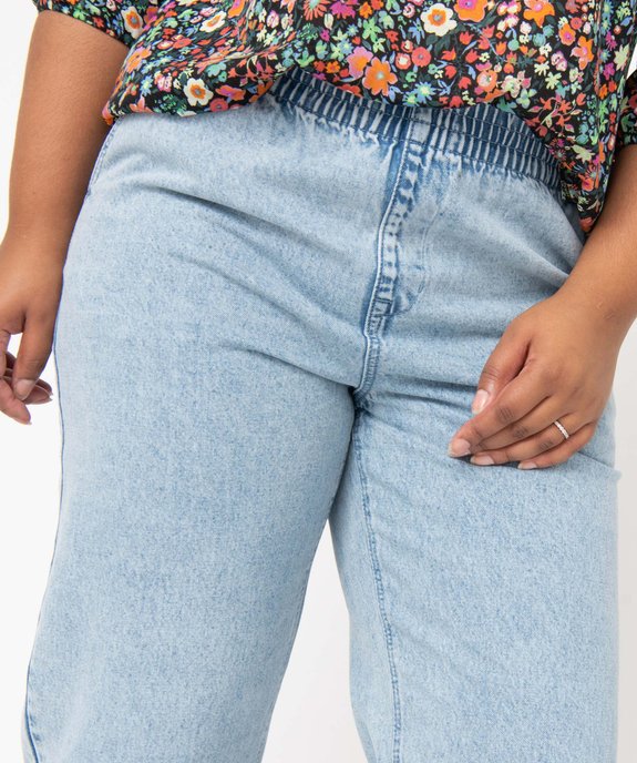Jean femme grande taille délavé coupe mom taille élastiquée vue5 - GEMO 4G GT - GEMO