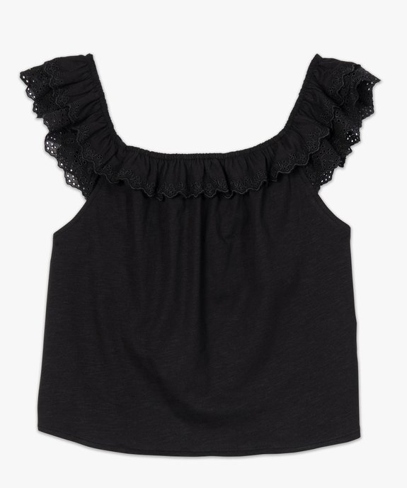 Débardeur femme court à volant en broderie anglaise vue4 - GEMO(FEMME PAP) - GEMO
