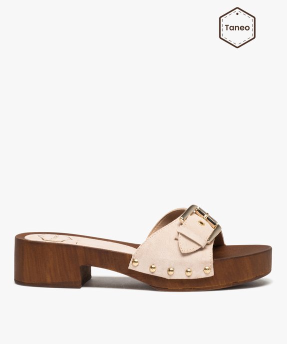 Mules femme à talon large et bride en cuir - Taneo vue1 - TANEO - GEMO