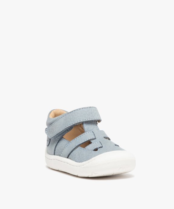 Sandales premiers pas bébé garçon dessus cuir uni – NA! vue2 - NA! - GEMO