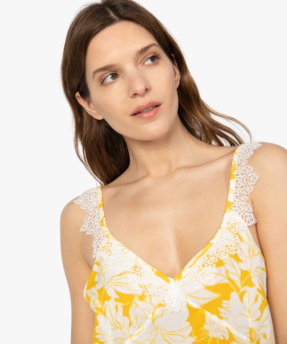 Débardeur femme à bretelles et dentelle à motif floral vue2 - GEMO(HOMWR FEM) - GEMO