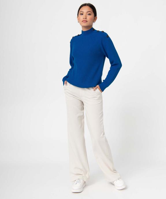 Pull femme à col montant avec boutons sur les épaules vue5 - GEMO(FEMME PAP) - GEMO