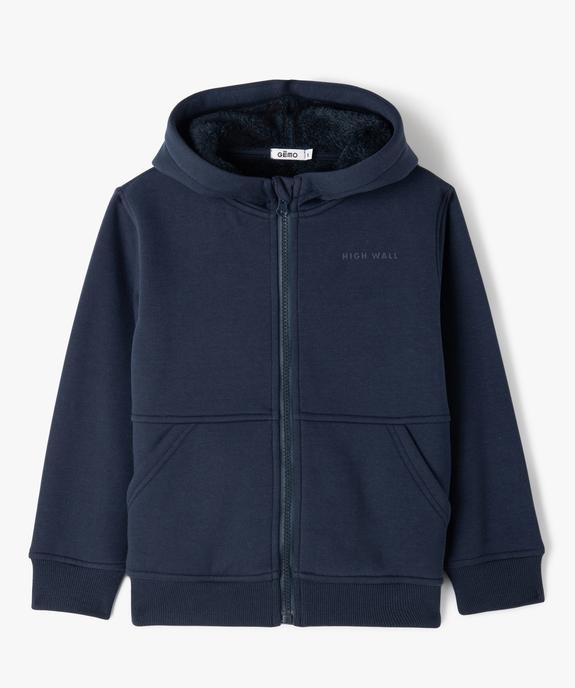 Sweat zippé à capuche intérieur  garçon vue1 - GEMO (ENFANT) - GEMO