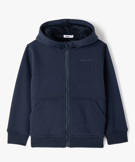 Sweat zippé à capuche intérieur peluche garçon vue1 - GEMO (ENFANT) - GEMO