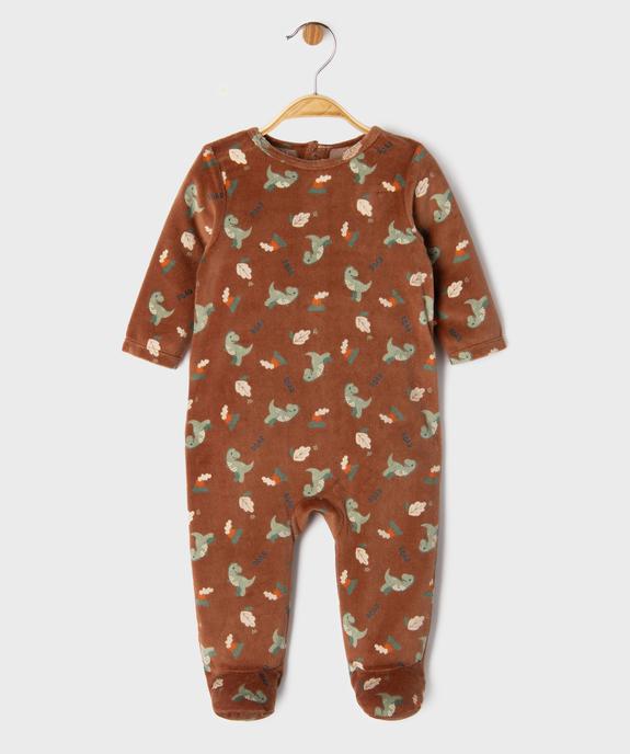 Pyjama dors-bien en velours avec motif dinosaures bébé vue1 - GEMO 4G BEBE - GEMO
