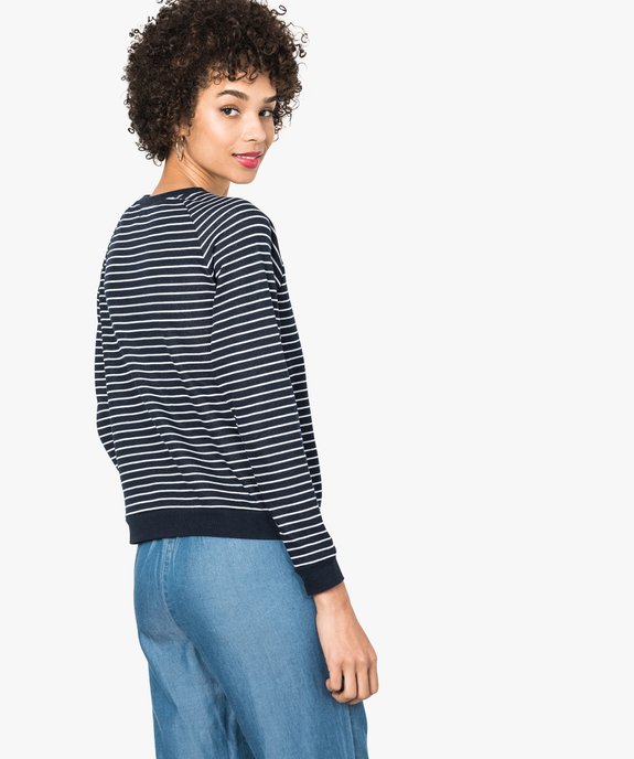 Sweat rayé manches raglan vue3 - FOLLOW ME - GEMO