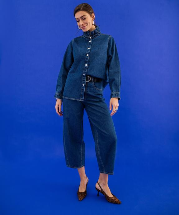 Jean barrel en denim de coton femme vue2 - GEMO 4G FEMME - GEMO