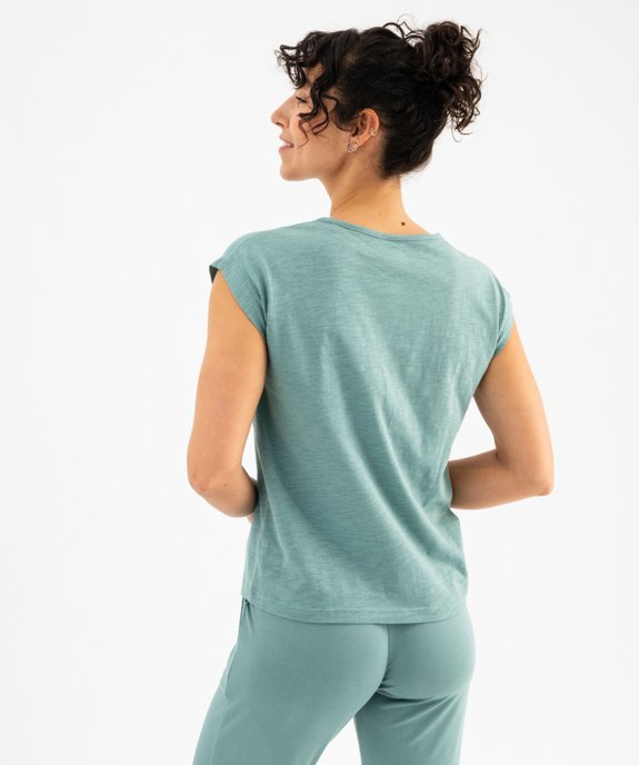 Haut de pyjama à manches courtes et col V femme vue4 - GEMO 4G FEMME - GEMO
