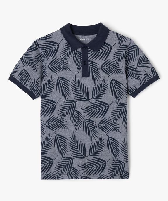 Polo manches courtes à motif feuillage garçon vue1 - GEMO (JUNIOR) - GEMO