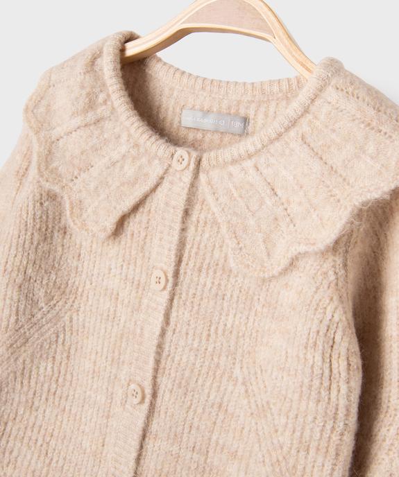 Gilet en maille fantaisie avec large col Claudine bébé fille - LuluCastagnette vue2 - LULUCASTAGNETTE - GEMO