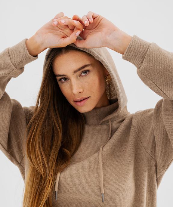 Sweat à capuche en maille femme vue2 - GEMO(FEMME PAP) - GEMO