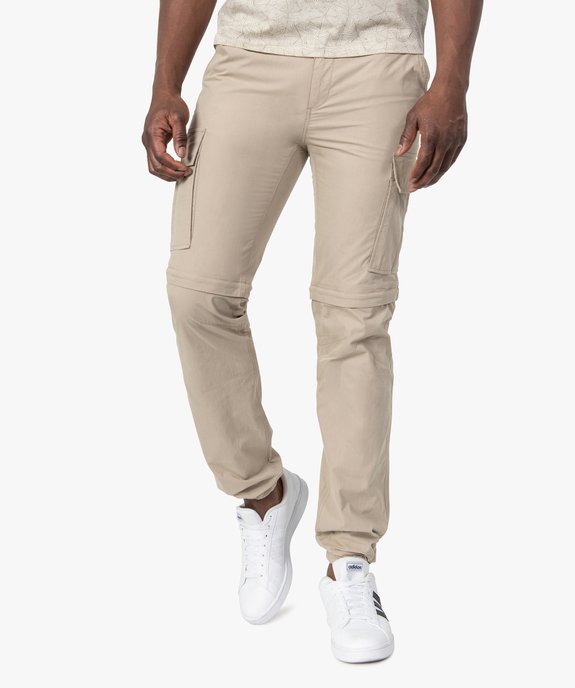 Pantalon homme en toile transformable en bermuda vue1 - GEMO (HOMME) - GEMO