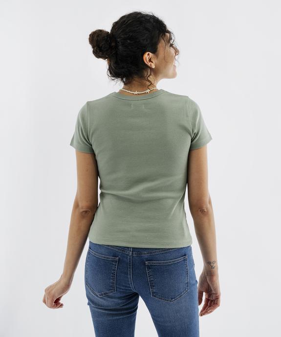 Tee-shirt manches courtes et col rond en maille côtelée femme vue3 - GEMO 4G FEMME - GEMO