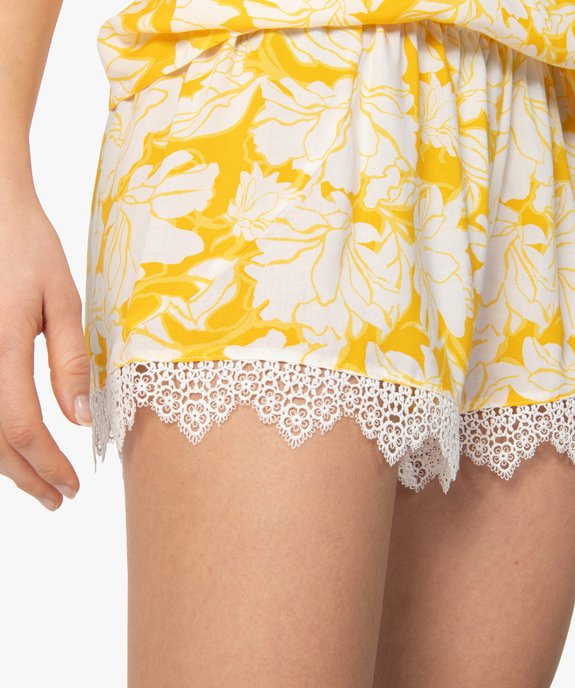 Short de pyjama femme fluide à dentelle à motif floral vue2 - GEMO(HOMWR FEM) - GEMO