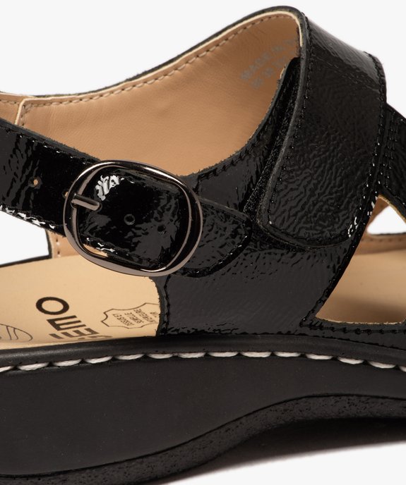 Sandales femme confort avec brides vernies en cuir et à scratch vue6 - GEMO (CONFORT) - GEMO