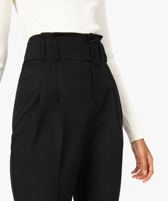 Pantalon femme avec pinces et ceinture à grosse boucle vue2 - GEMO(FEMME PAP) - GEMO