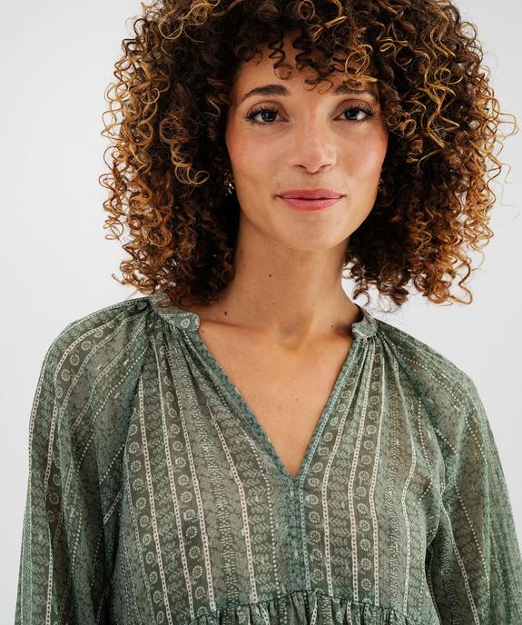 Blouse imprimée en voile avec empiècement froncé femme vue2 - GEMO(FEMME PAP) - GEMO