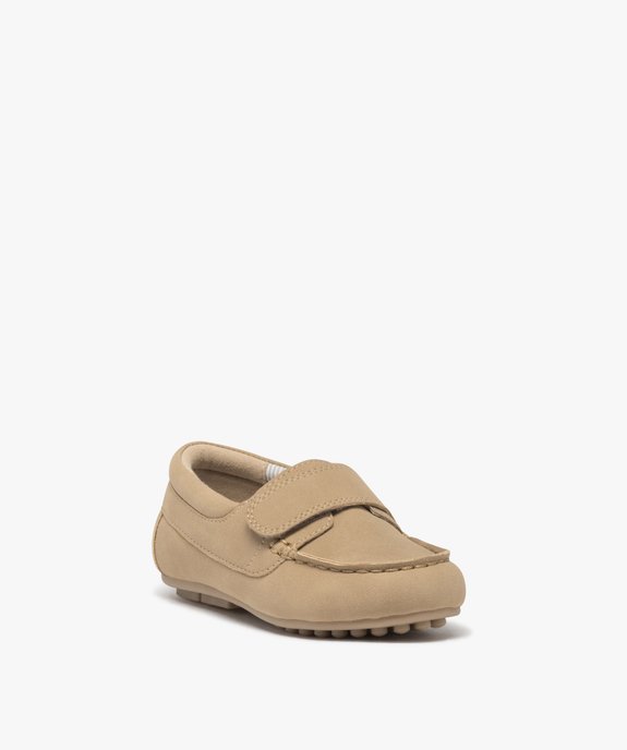 Mocassins garçon unis en suédine et à scratch vue2 - GEMO 4G GARCON - GEMO