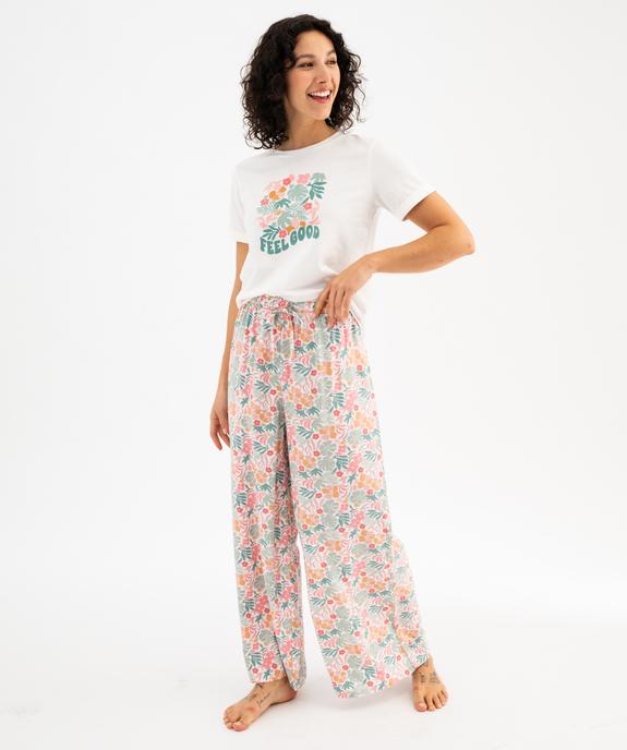 Pantalon de pyjama ample à motifs fleuris femme vue4 - GEMO 4G FEMME - GEMO
