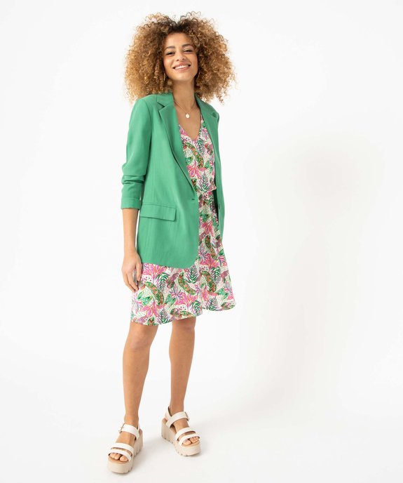 Robe femme à motifs fleuris avec double encolure V  vue5 - GEMO(FEMME PAP) - GEMO