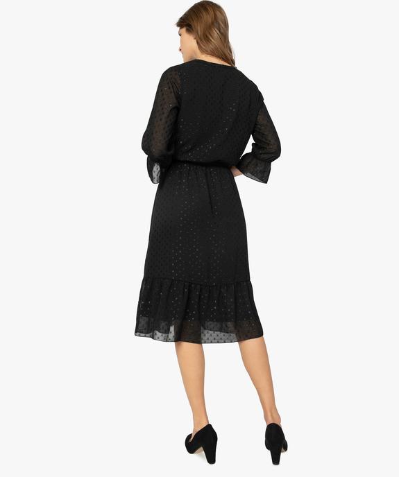 Robe femme effet plumetis pailletés avec manches dentelle vue3 - GEMO(FEMME PAP) - GEMO