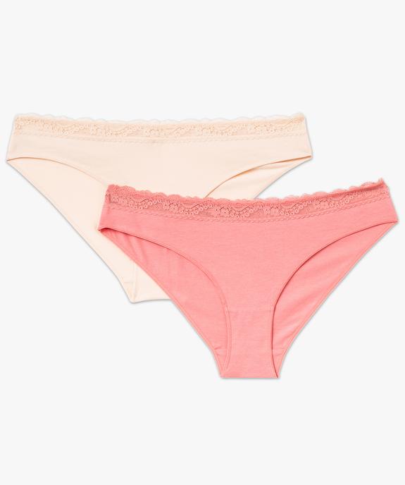 Culotte en coton stretch avec ceinture dentelle femme (lot de 2) vue4 - GEMO 4G FEMME - GEMO