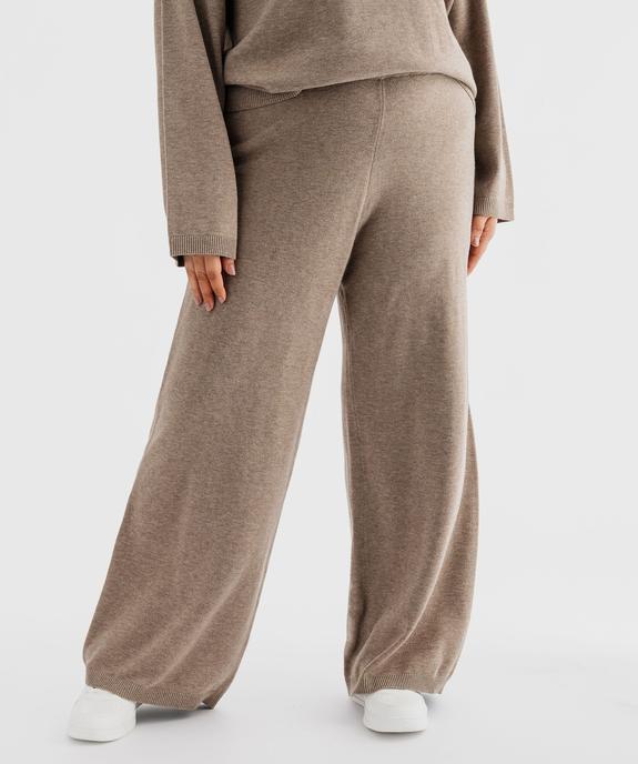 Pantalon large en maille avec taille élastique femme grande taille vue1 - GEMO (G TAILLE) - GEMO