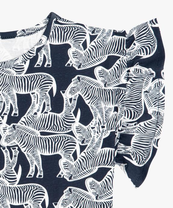 Tee-shirt court fille imprimé avec manches courtes volantées vue2 - GEMO (ENFANT) - GEMO