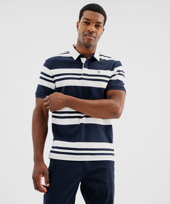 Polo manches courtes à rayures homme vue1 - GEMO 4G HOMME - GEMO