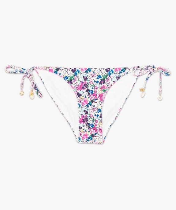Bas de maillot de bain femme fleuri noué sur les côtés vue4 - GEMO (PLAGE) - GEMO