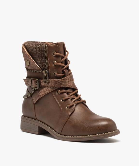 Boots avec tige fantaisie et chaine à la cheville femme vue2 - GEMO (CASUAL) - GEMO