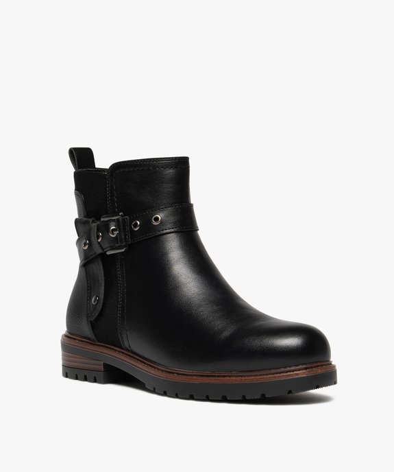 Boots femme à zip et détails suédés avec bride fantaisie  vue3 - GEMO (CASUAL) - GEMO