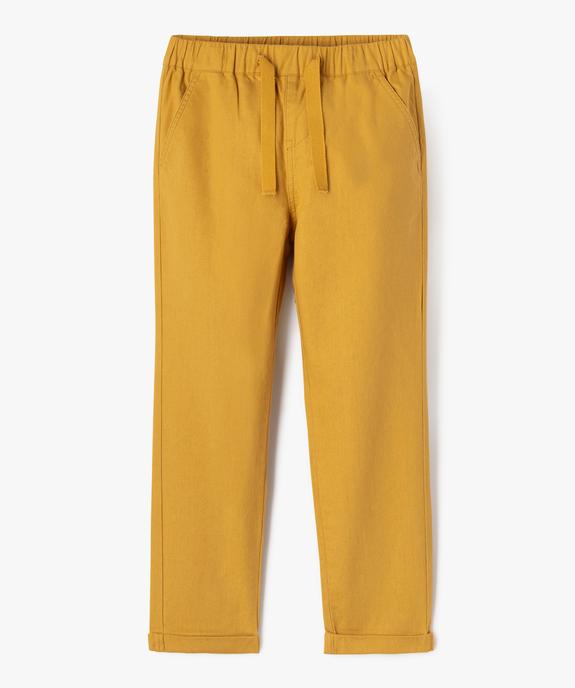 Pantalon chino en coton et lin avec taille ajustable garçon vue1 - GEMO (ENFANT) - GEMO