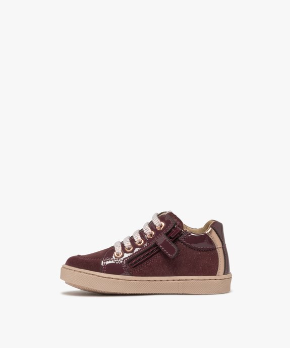 Baskets bébé fille en cuir vernies et à paillettes avec lacets - NA! vue4 - NA! - GEMO