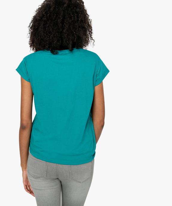 Tee-shirt femme avec inscription velours sur l'avant vue3 - GEMO(FEMME PAP) - GEMO