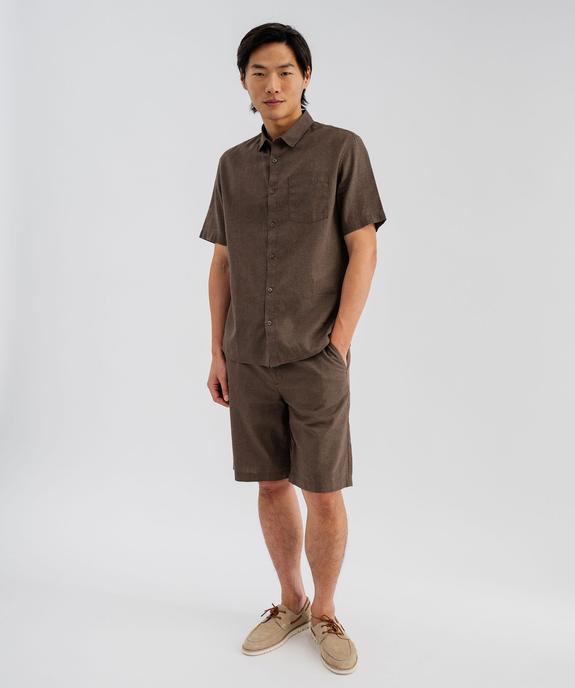 Chemise à manches courtes en lin et coton coupe regular homme vue4 - GEMO 4G HOMME - GEMO