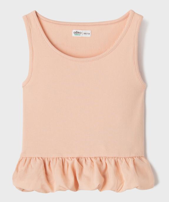 Débardeur en maille côtelée extensible à basque fille vue1 - GEMO 4G FILLE - GEMO