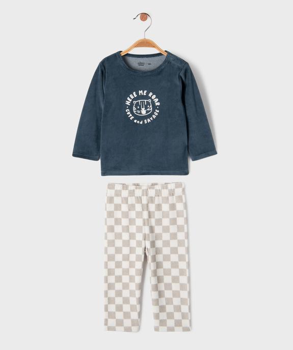 Pyjama 2 pièces en velours à motif tigre bébé garçon vue1 - GEMO 4G BEBE - GEMO