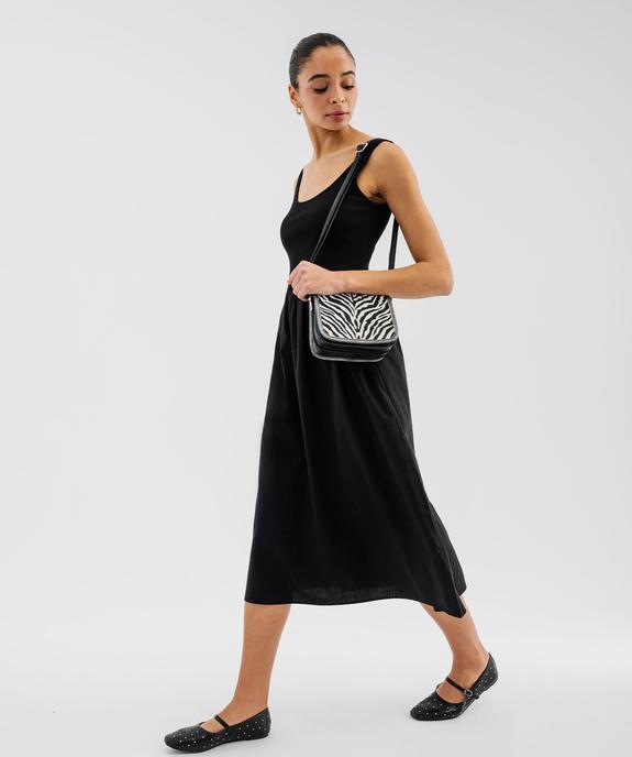 Robe longue avec buste en maille côtelée femme vue1 - GEMO 4G FEMME - GEMO