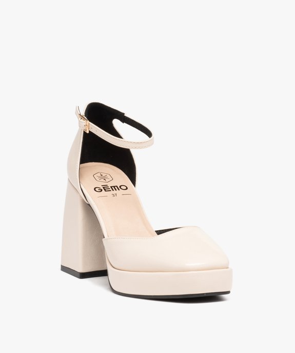 Escarpins femme vernis à bout carré et talon flare  vue2 - GEMO(URBAIN) - GEMO