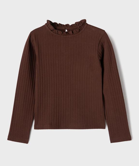Tee-shirt manches longues avec col rond froncé fille vue1 - GEMO 4G FILLE - GEMO