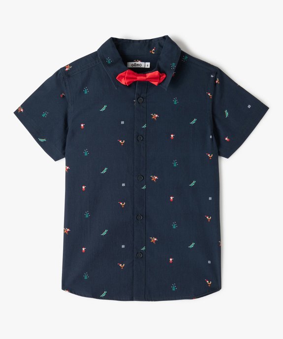 Chemise garçon à manches courtes spéciale Noël avec noeud papillon vue1 - GEMO (ENFANT) - GEMO